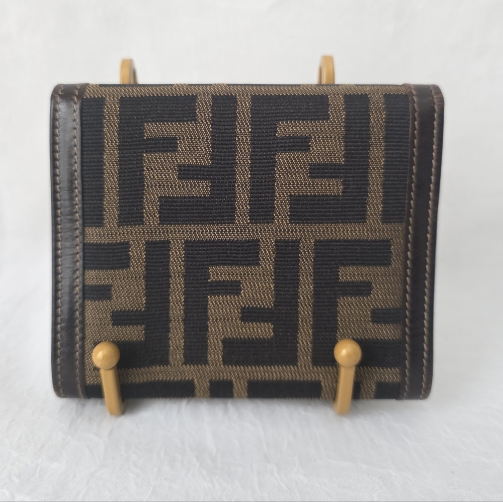 Auth Fendi Zucca Trifold Compact Wallet - Picture 2 of 10